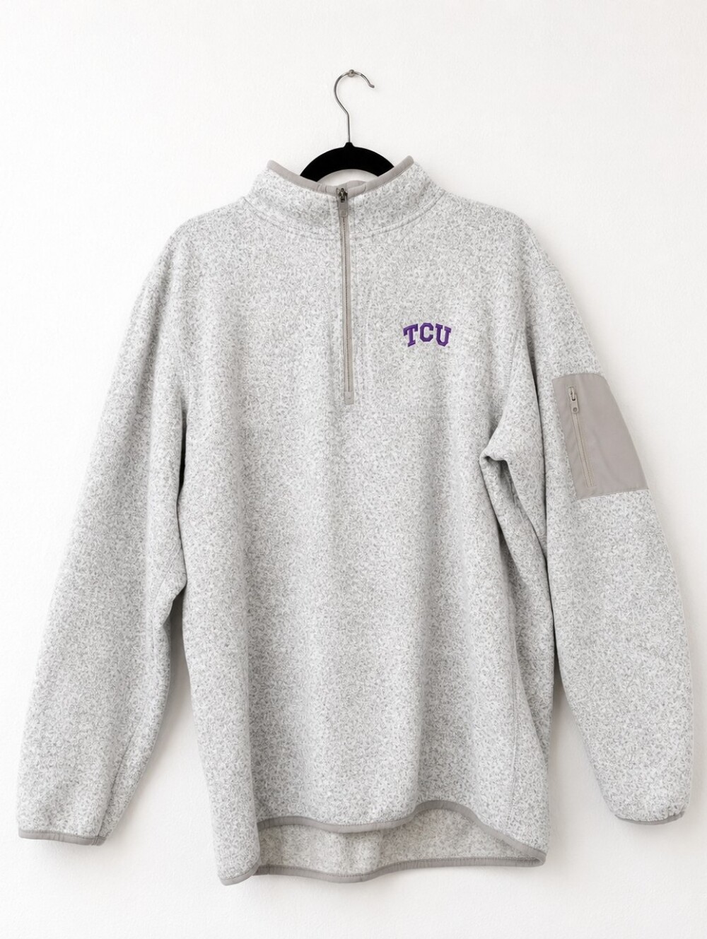 TCU Horned Frogs Quarter Zip Pullover 2X Heather Gray Fleece Sweater NCAA